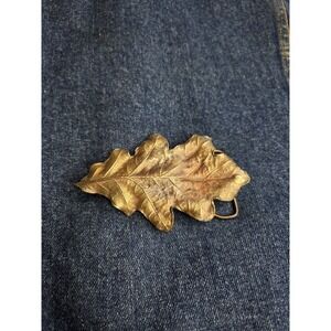 Vintage 1974 Bergamot Oak Leaf Brass Belt Buckle - Rare Collectible